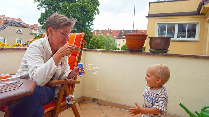 Balkon mit Jannes